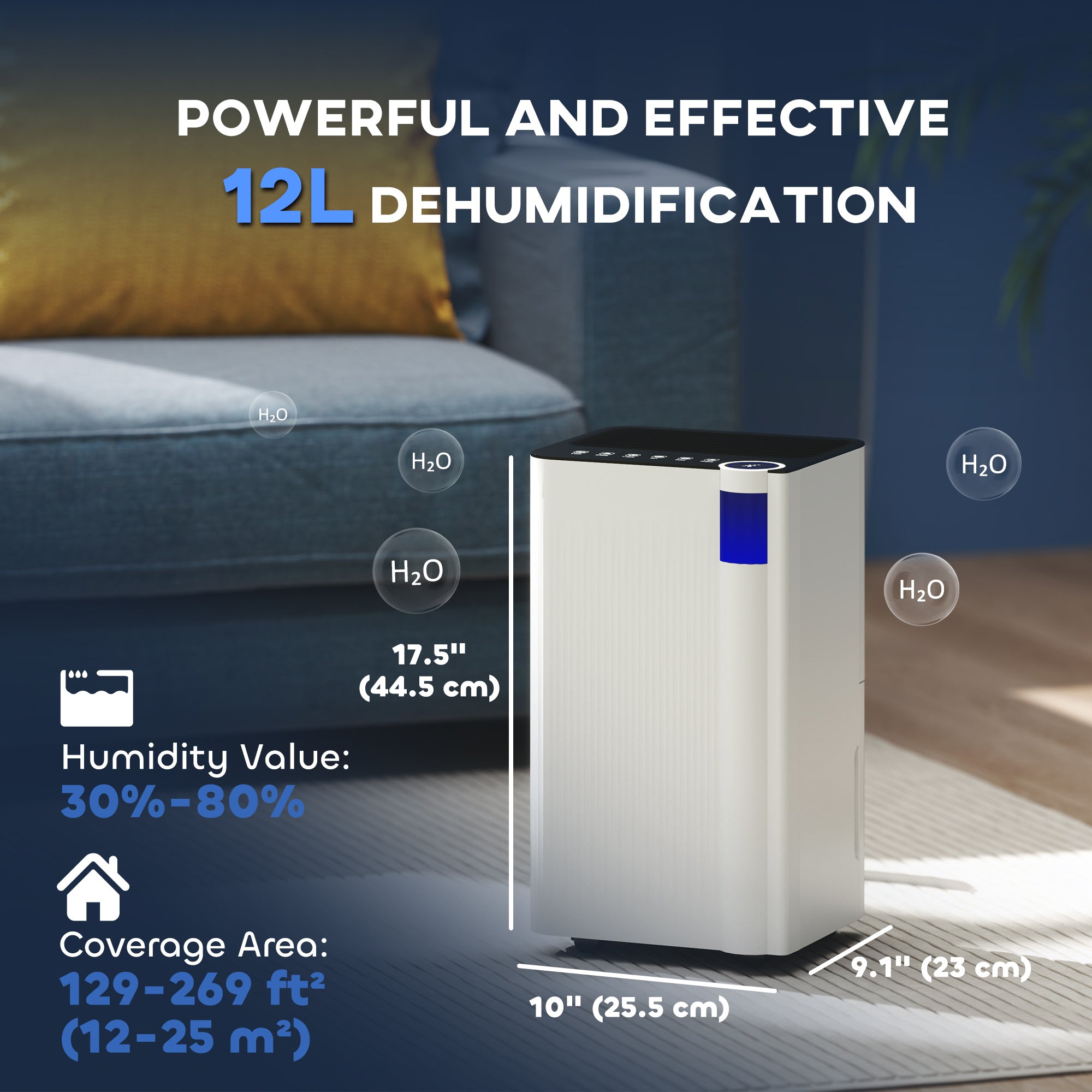 HOMCOM 25pints/Day Dehumidifier with Continuous Drainage, Timer, Dehumidifier for Condensation, Mould, Laundry Drying