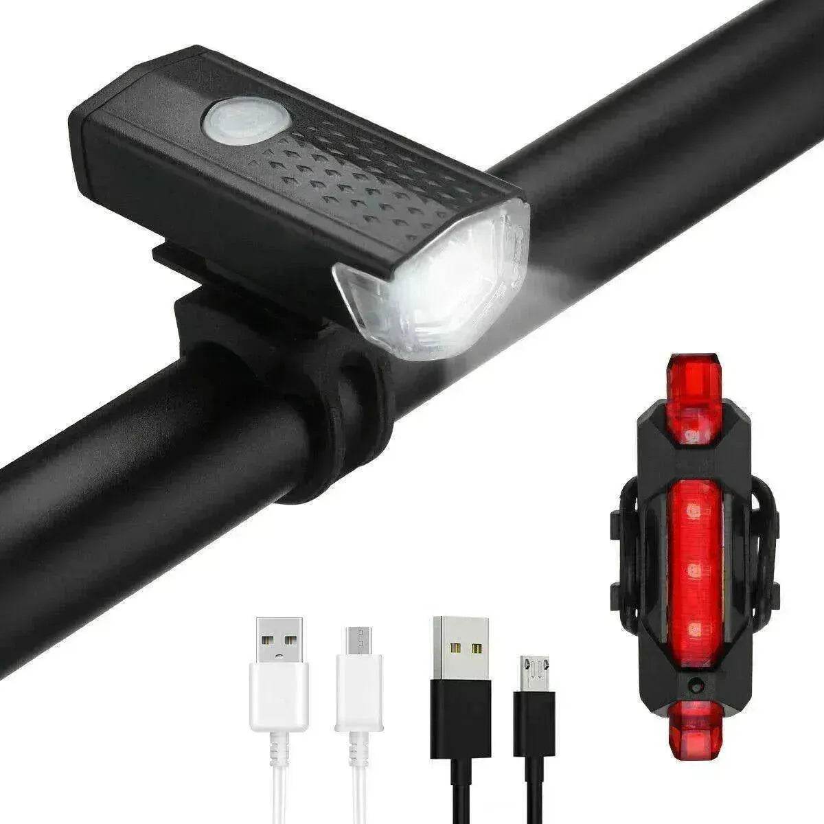 Recharge LED Bike Light Set: Rainproof