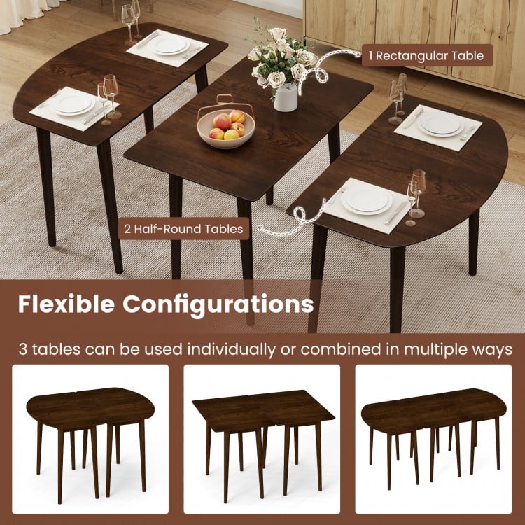 Rectangular Wooden Dining Table for 2-4 34 Inch Farmhouse Solid Wood Kitchen Table-Walnut