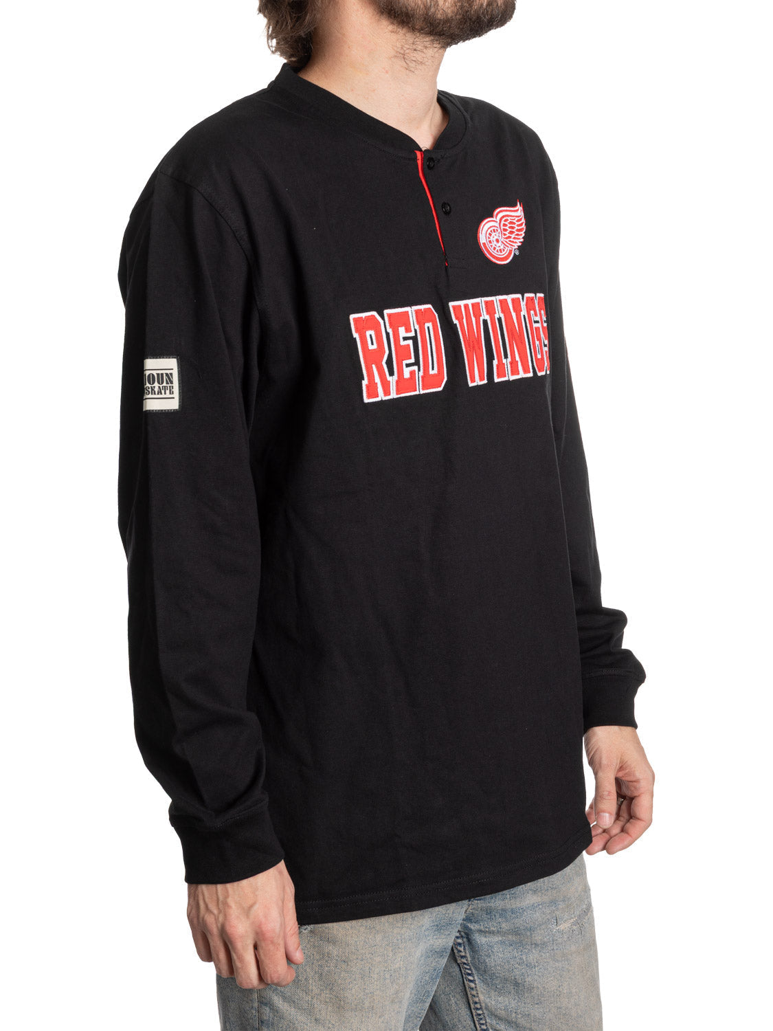 NHL Detroit Red Wings Long Sleeve Henley - Presale
