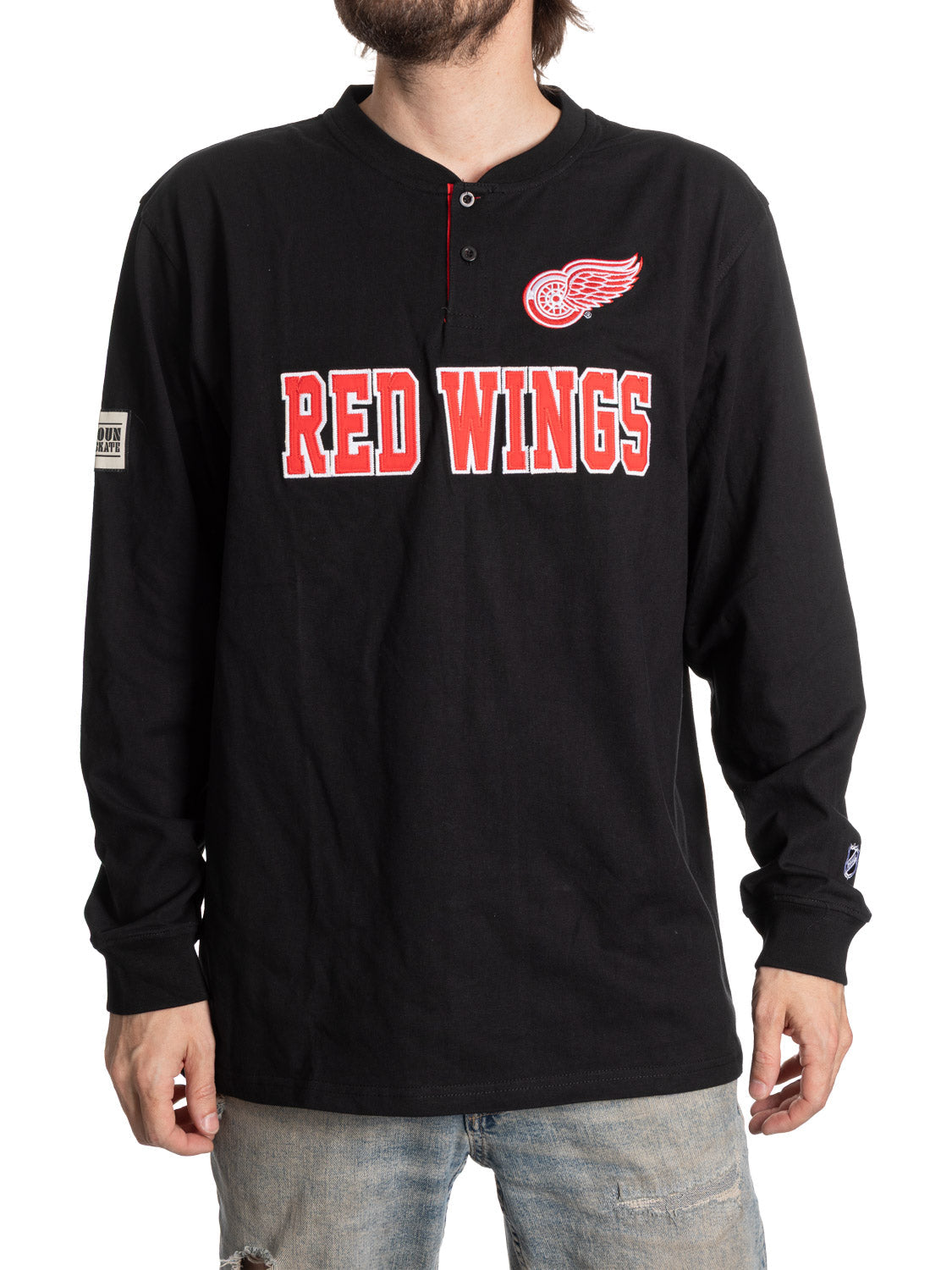NHL Detroit Red Wings Long Sleeve Henley - Presale