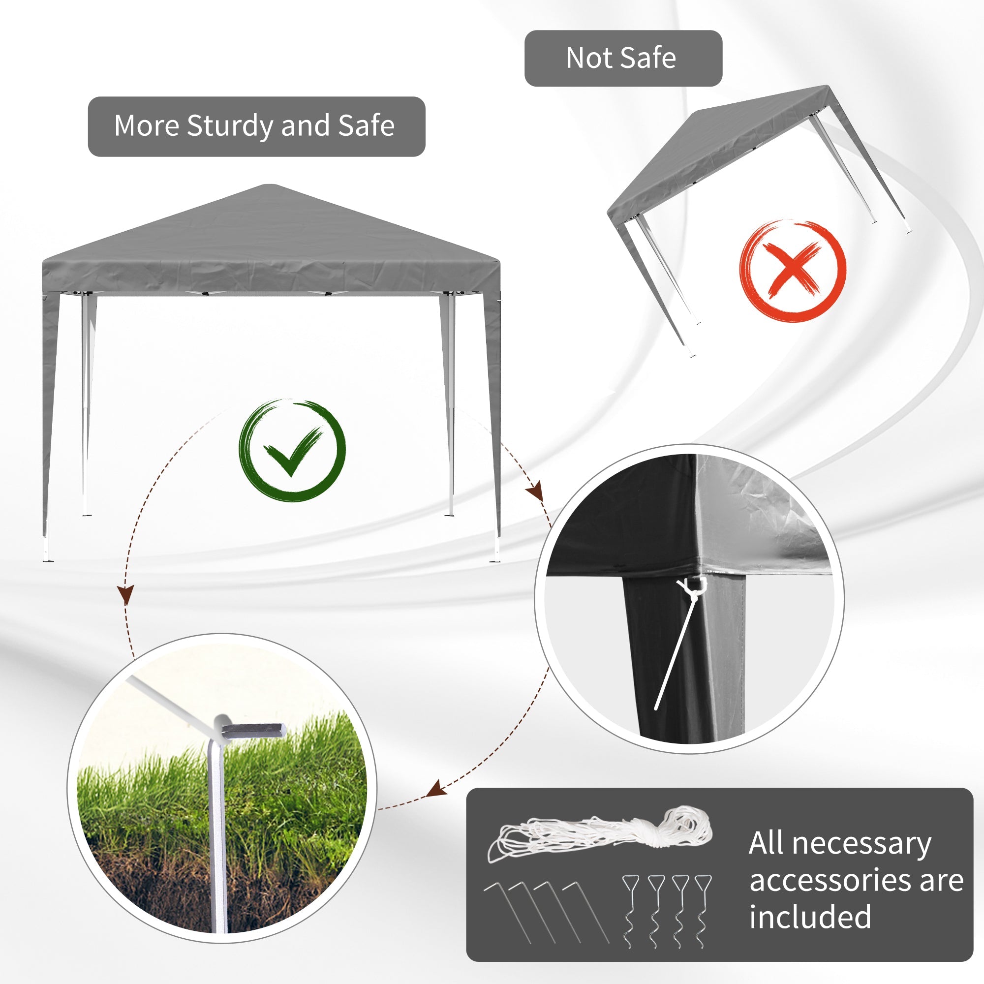 Outsunny 10 x 10ft Folding Pop Up Tent Outdoor Gazebo Canopy with Carrying Bag, Grey