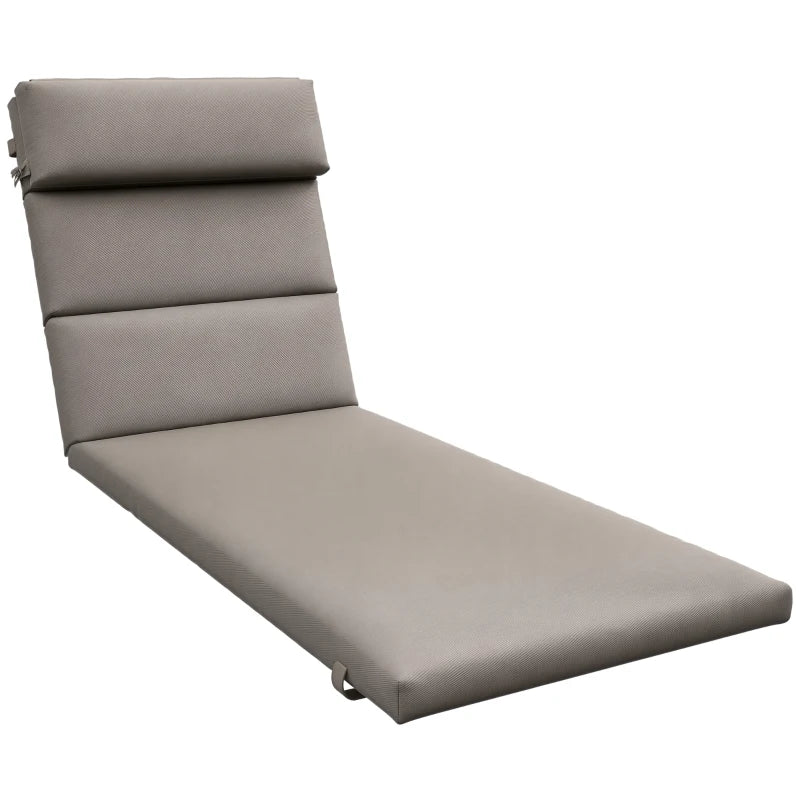 Patio Chaise Lounge Chair Cushion Replacement Sun Lounger Pads with Headrest and Ties, Dark Grey