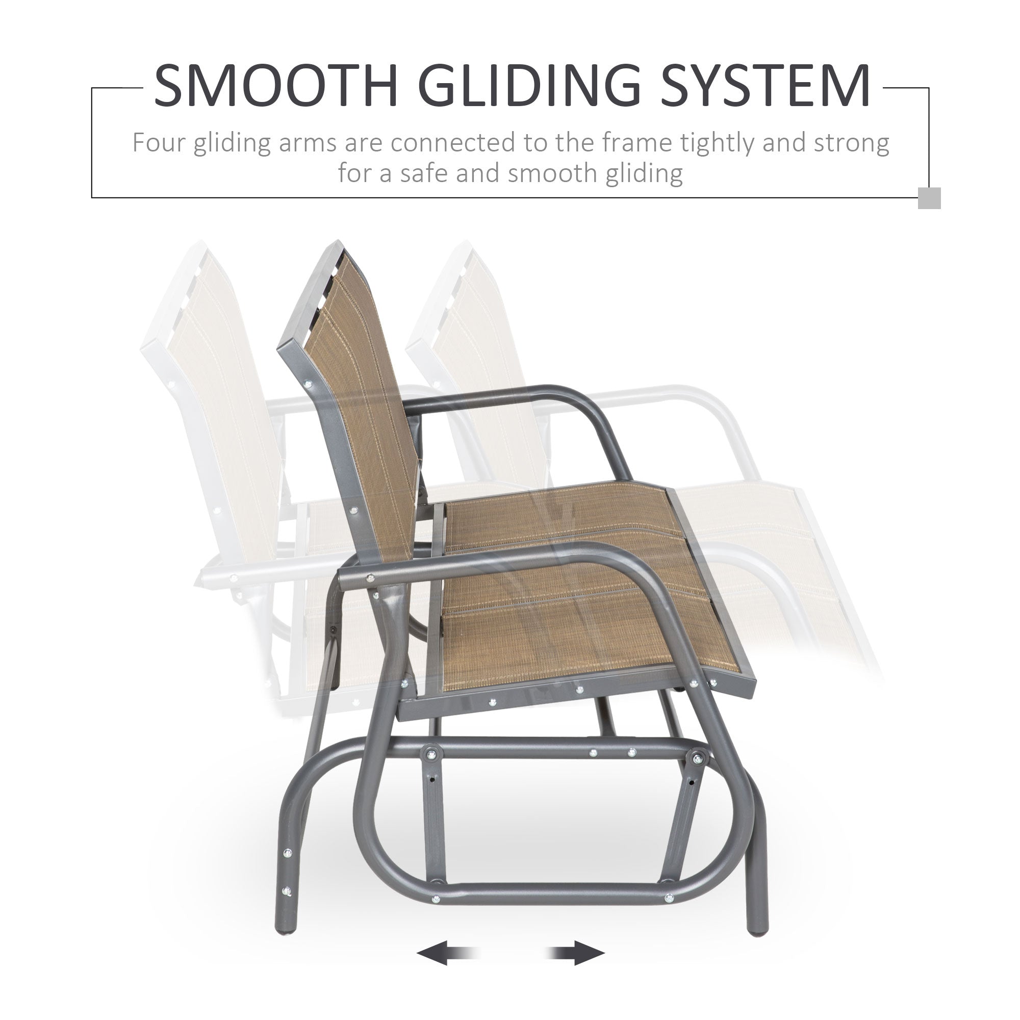 Outsunny 3-Seat Outdoor Glider Chair, Patio Rocking Chair, Steel Frame, Sling Fabric Seat for Garden, Backyard, Lawn, Brown