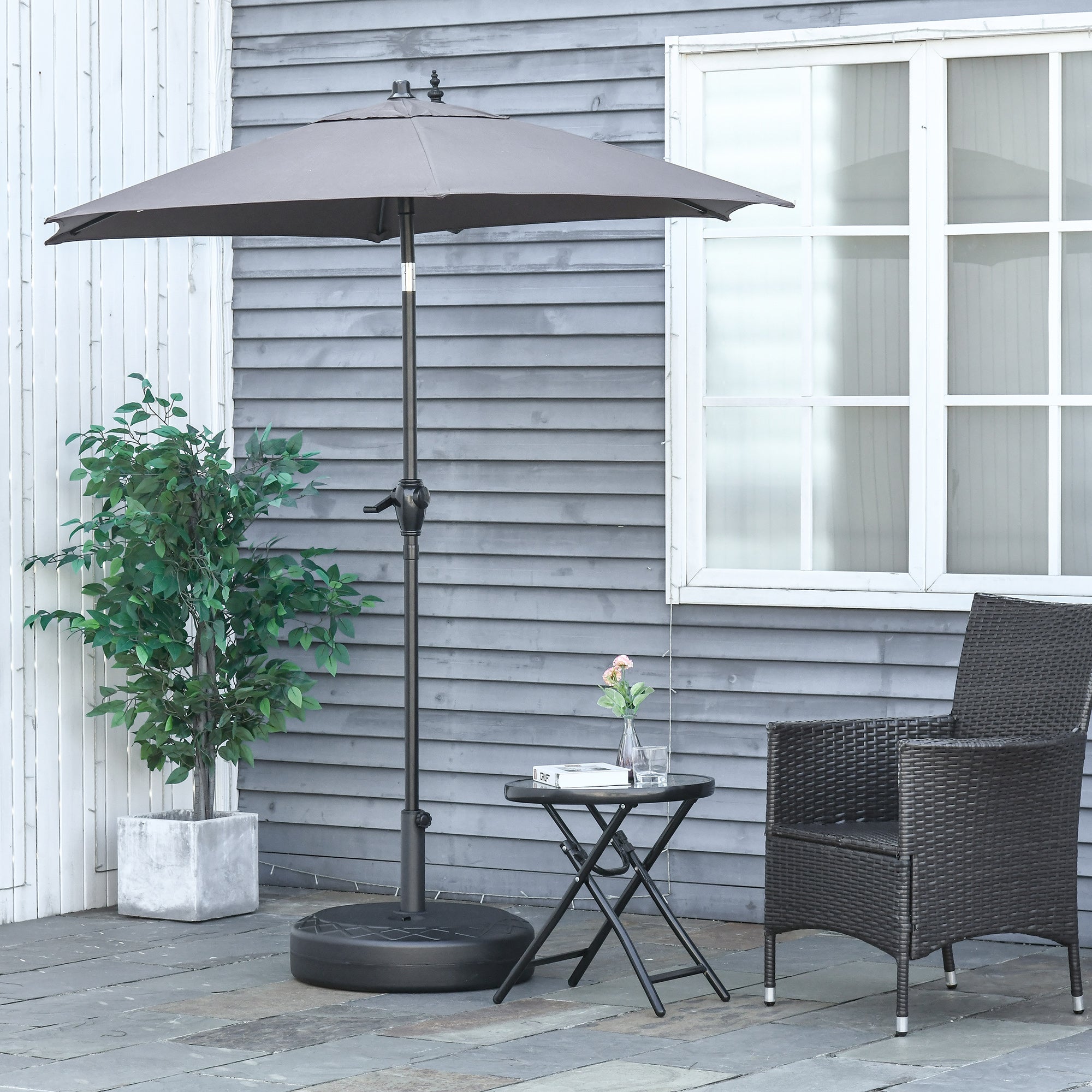 Outsunny 22" Round Parasol Base Outdoor Umbrella Stand Holder Black Water Filled for Φ38/48mm Poles
