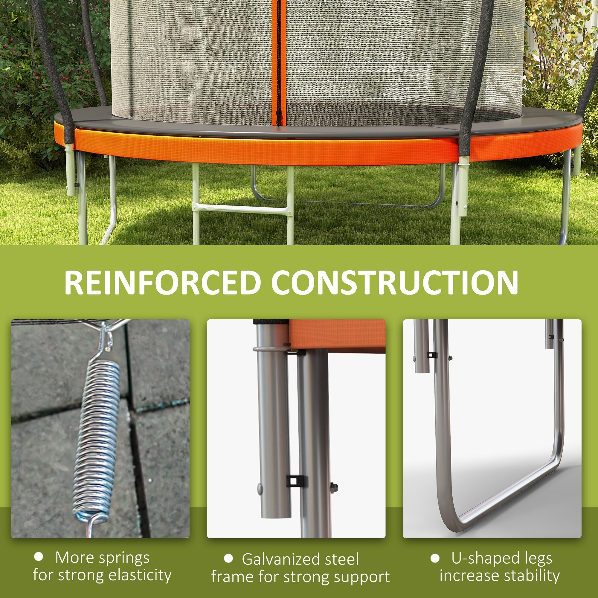 Soozier 10ft Outdoor Trampoline with Enclosure Net, Ladder - Fitness Trampoline for Teens, Adults