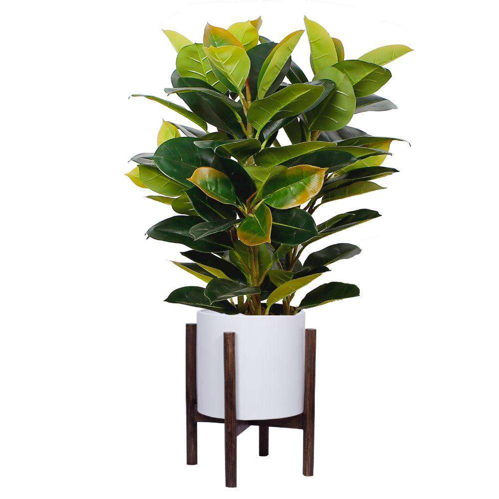 Rica - Mid-Century Modern Plant Stand With White Planter (Multiple Sizes)