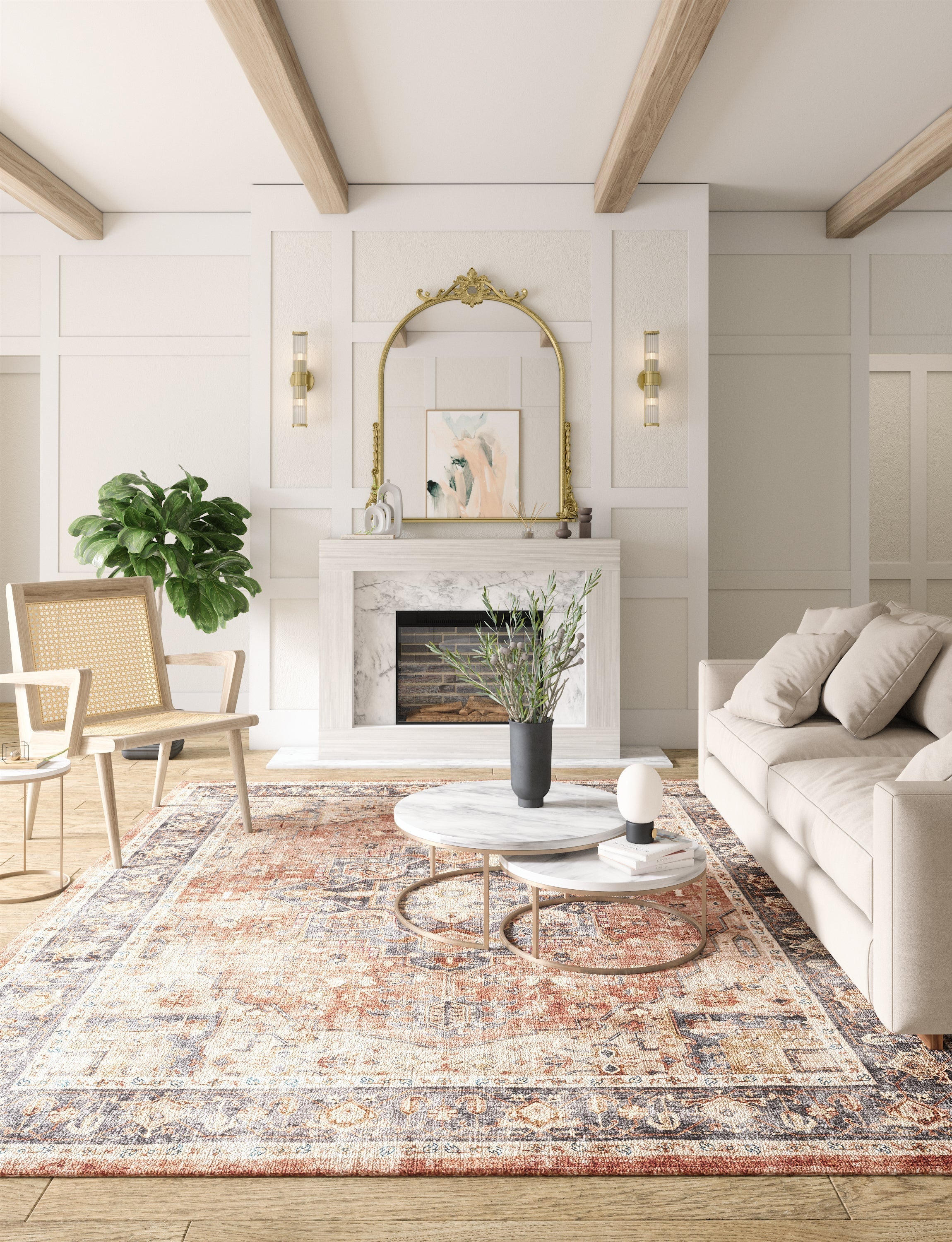 Riverra Terracotta Black Rug