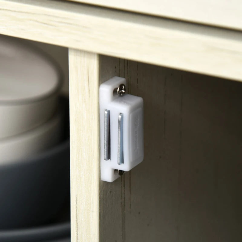 Rustic Barn Door Storage Cabinet Modern Farmhouse Buffet Sideboard for Kitchen and Dining Room White