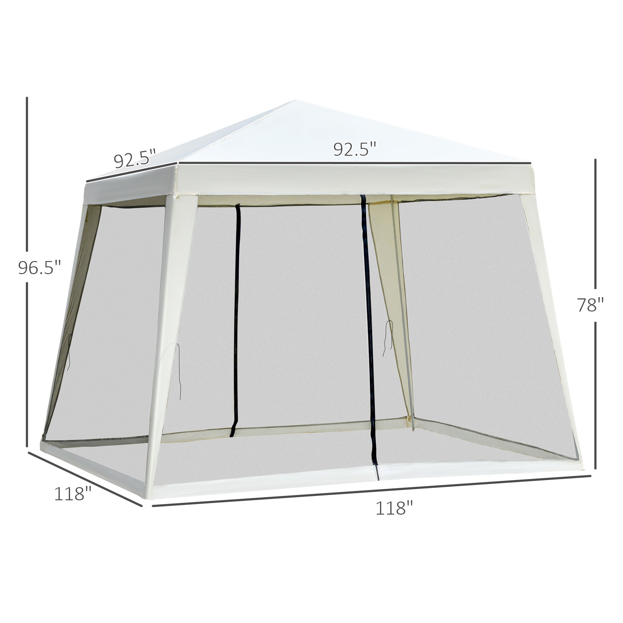 Outsunny 10x10ft Beige Party Tent with Netting - Outdoor Patio Canopy Gazebo for Sun Shade and Garden Shelter