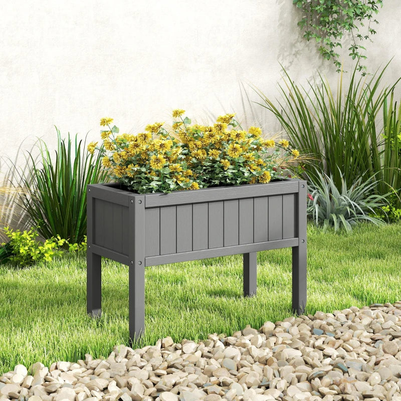 Raised Garden Bed with Legs, HDPE Raised Planter with Drainage Holes and Liner for Vegetables Flowers Herbs