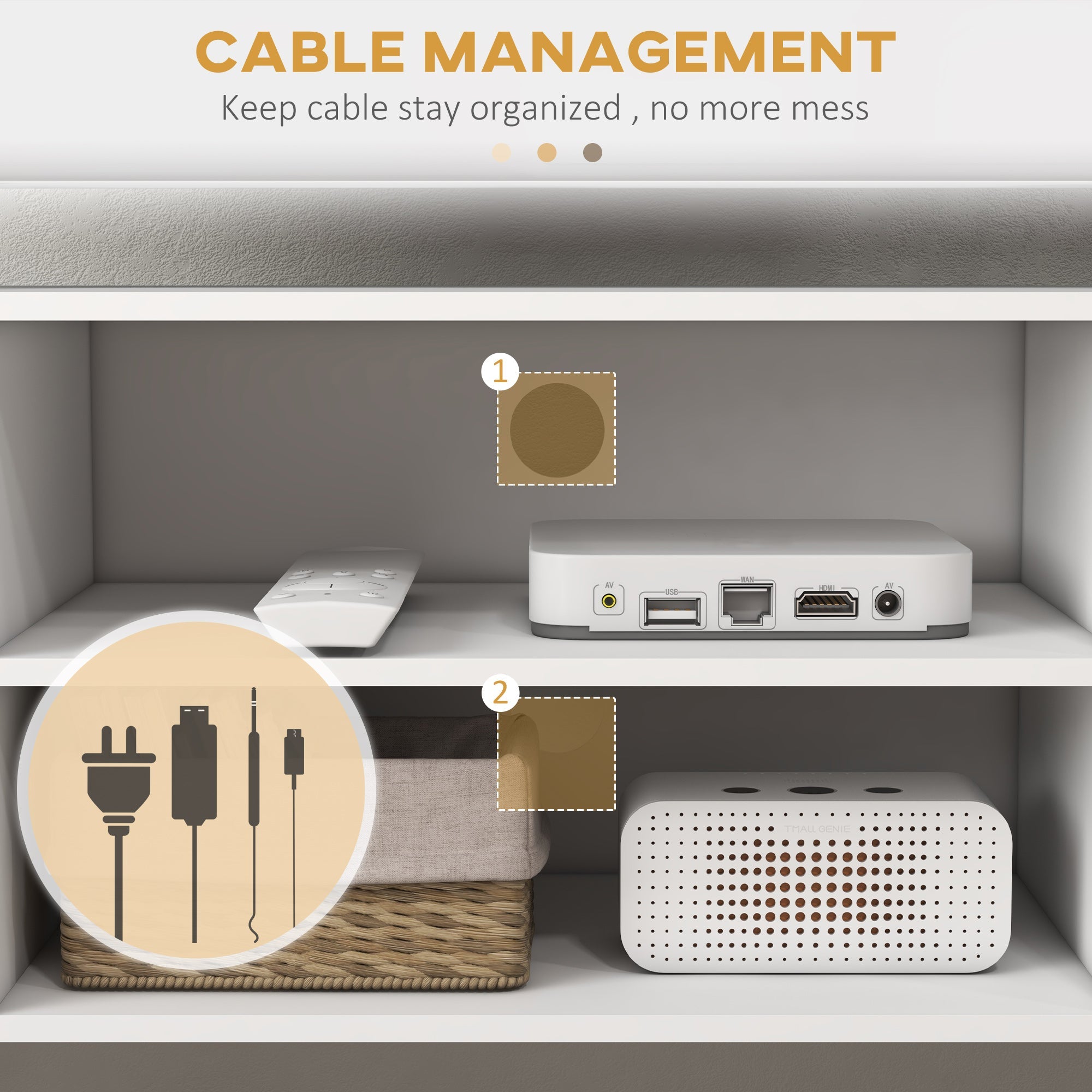 HOMCOM Elegant Media Showcase: White TV Stand for 55" TVs, Entertainment Unit with Storage Shelves, Wood Legs for Living Room