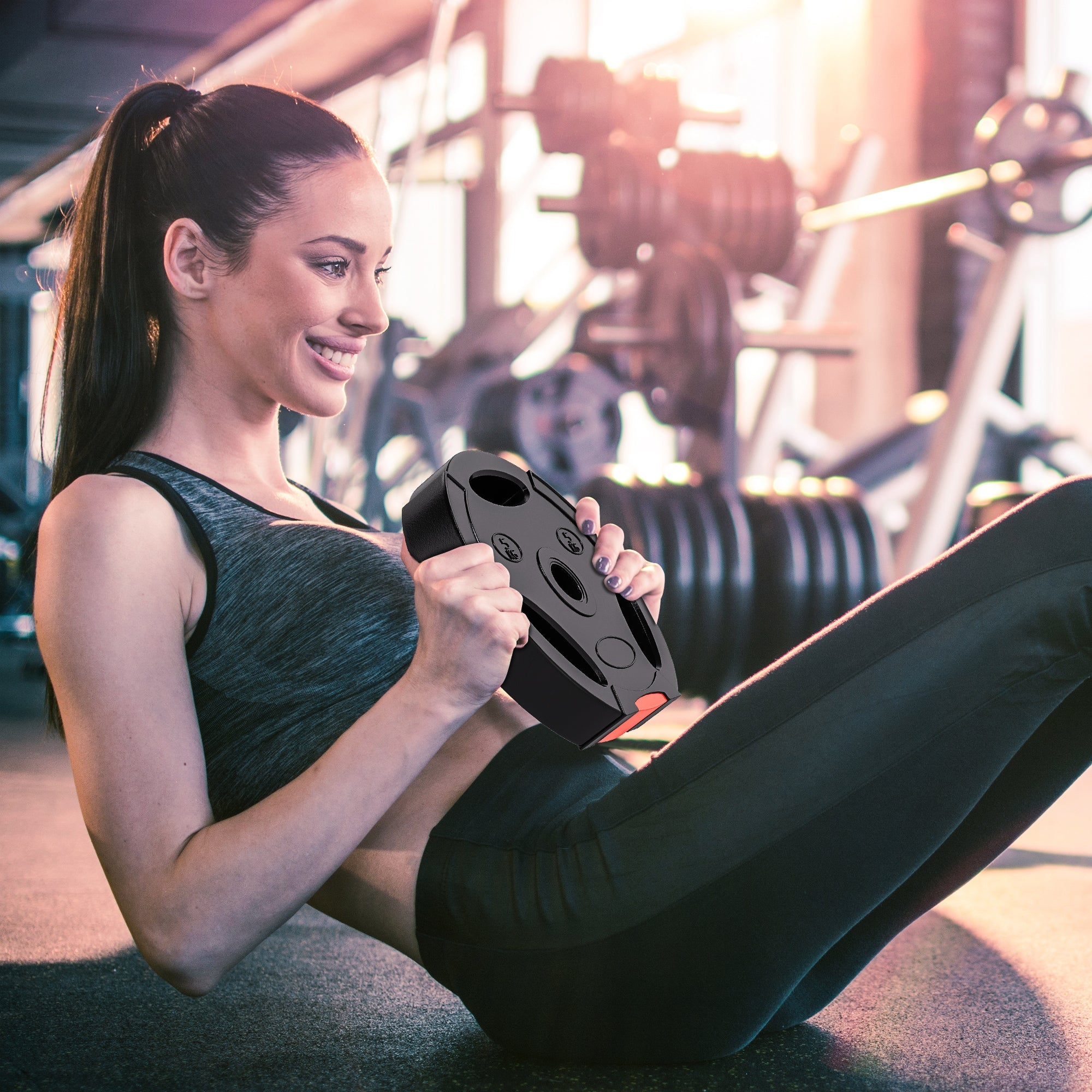 Soozier 1-Inch Weight Plates, Barbell Weights Set for Weightlifting and Strength Training, 2 x 17lbs + 2 x 11lbs