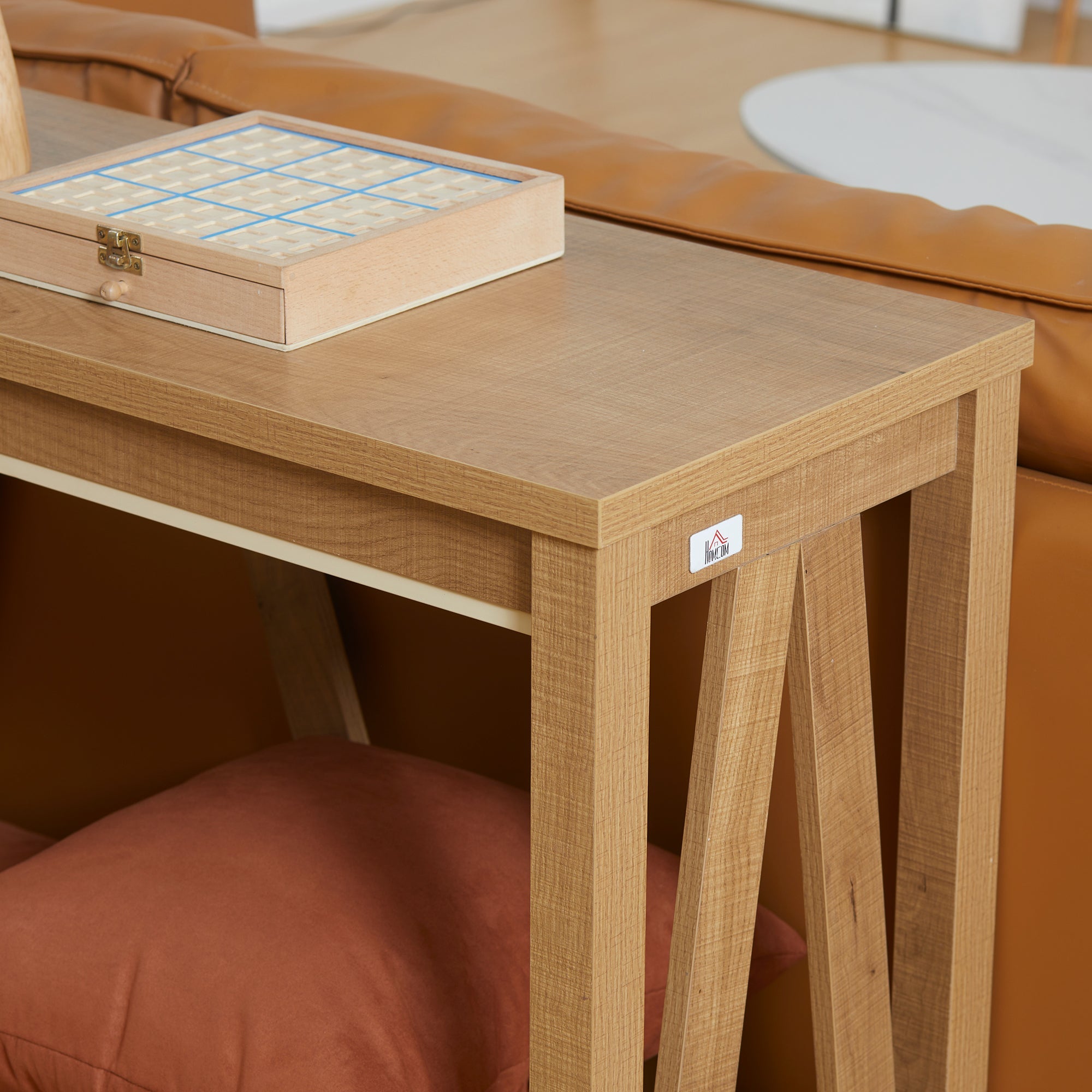 HOMCOM Rustic Console Table: Farmhouse Sofa Table with Storage Shelf & Anti-Tipping Design, Living Room/Bedroom/Entryway, Brown