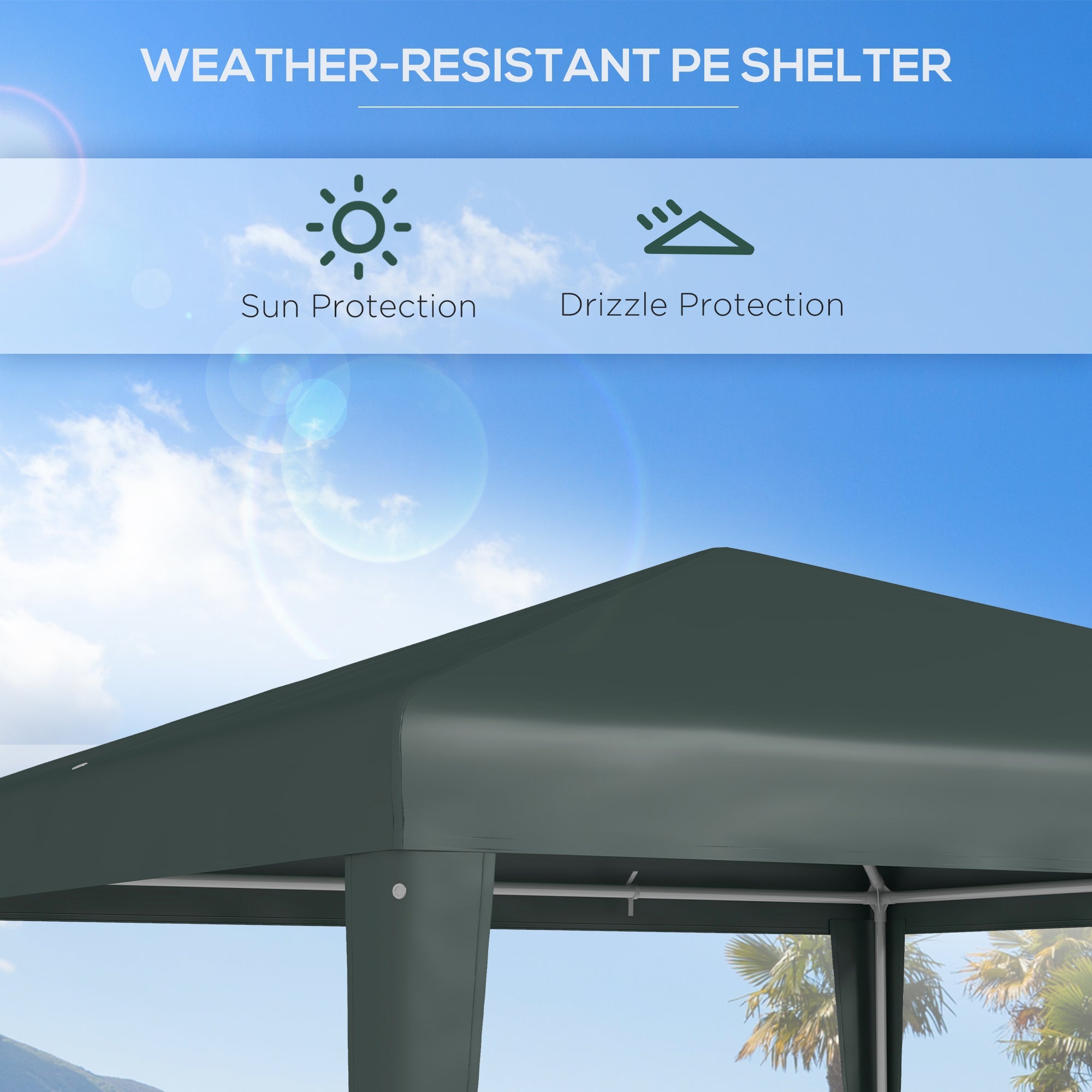 Outsunny 9' x 9' Portable Canopy Party Tent Gazebo Outdoor Sunshade for Weddings Parties with Dressed Legs, Dark Green