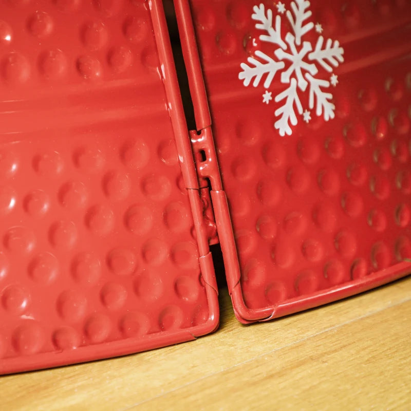 HOMCOM 26" Metal Christmas Tree Collar – Round Tree Ring in White for Holiday Home Decoration