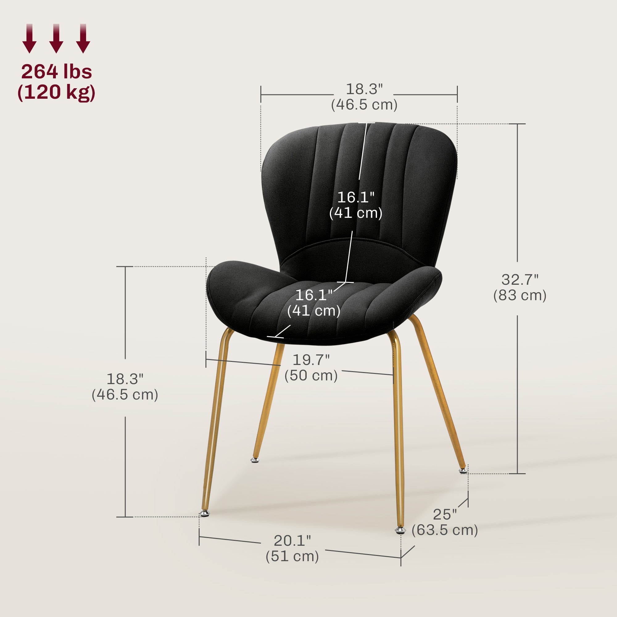 HOMCOM Dining Chairs Set of 2, Modern Accent Chair with Cushioned Backrest, Upholstery for Living Room, Dark Grey