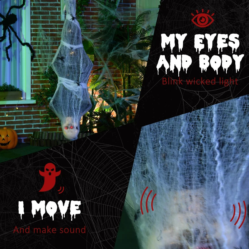 HOMCOM 62” Life-Size Outdoor Halloween Crawling Zombie – Animated Prop with Sound, Motion Activation & Light-Up Eyes