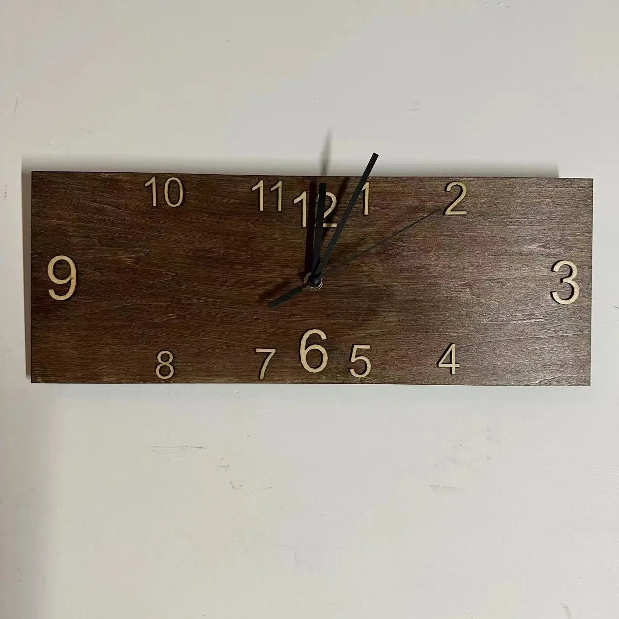 Retro Rectangular Wooden Wall Clock – Creative Home Decoration, Quartz Wall Hanging Watch for Living Room and Office