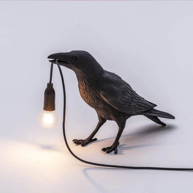 Raven Table & Wall Lamp - Resin Crow Light, AC-Powered 85-265V
