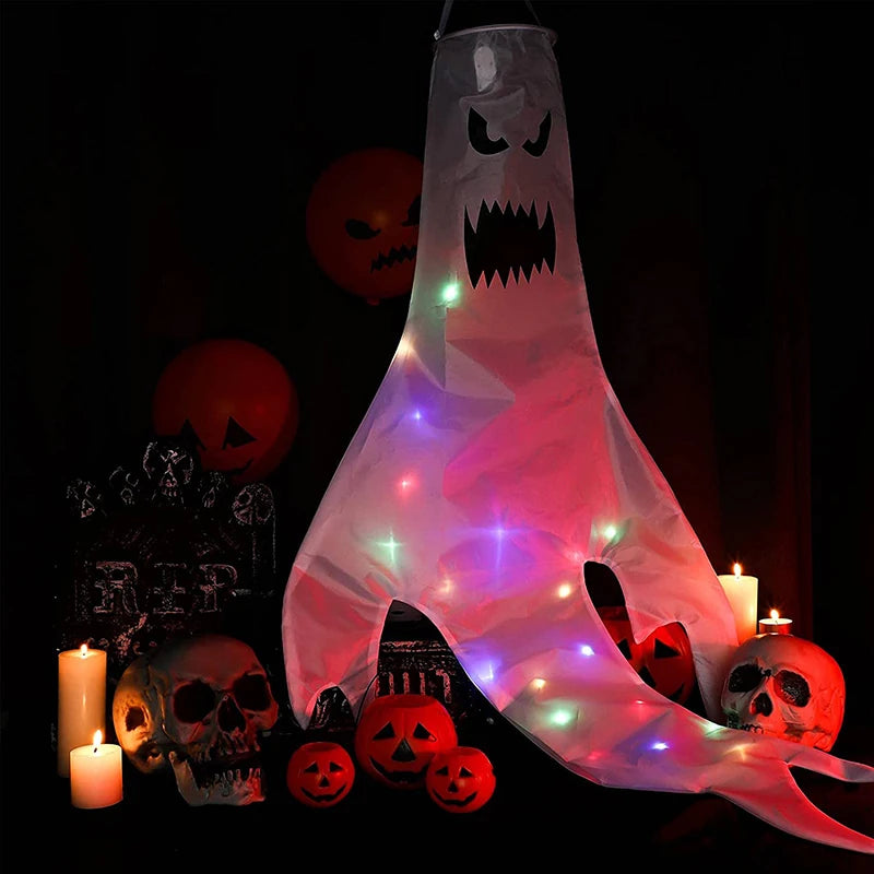 Halloween Decoration Spooky Windsock LED Ghost Pendant Outdoor Horror Venue Decoration Props Halloween Decoration Props