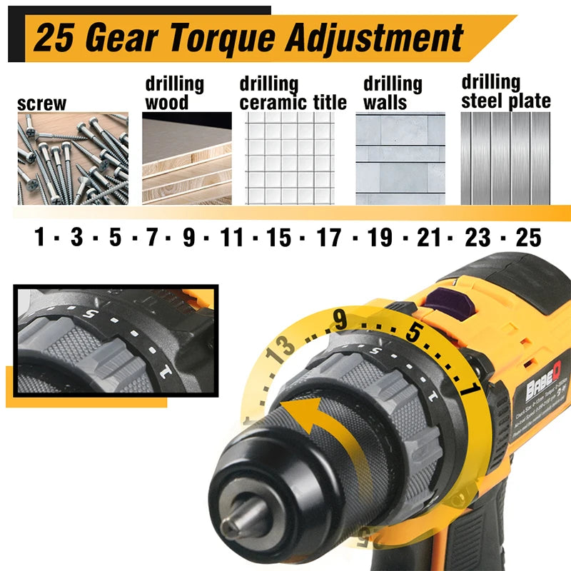13mm Brushless Electric Impact Drill – 3-in-1 Cordless Screwdriver with 180N.M Torque for Makita 18-21V BatteriesÂ