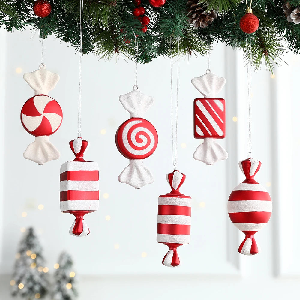 Multi Styles Cute Candy Canes Christmas Balls Christmas Tree Decorations 2023 Hanging Ornament Navidad Gifts Home Decor New Year