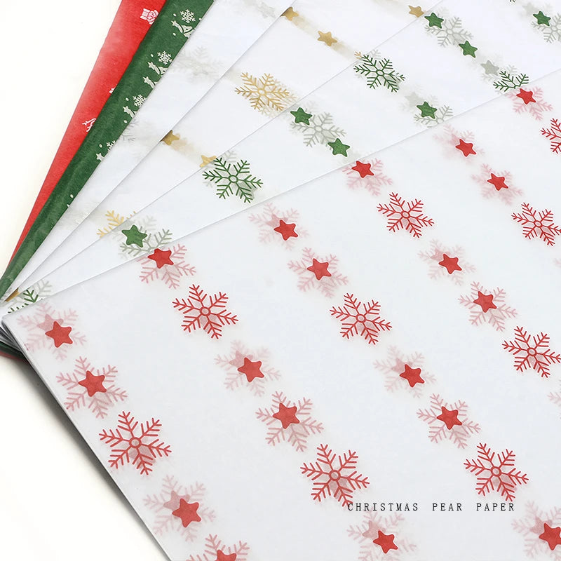 Christmas Gift Wrapping Tissue Paper, Snowflake Liner, Flower Packaging Gift Bag, Decoration Paper, 20 Sheets