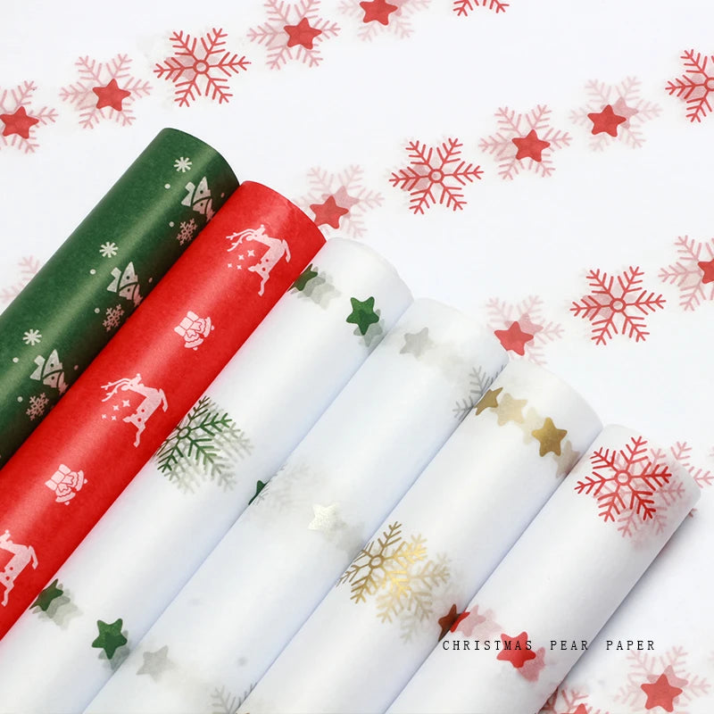 Christmas Gift Wrapping Tissue Paper, Snowflake Liner, Flower Packaging Gift Bag, Decoration Paper, 20 Sheets