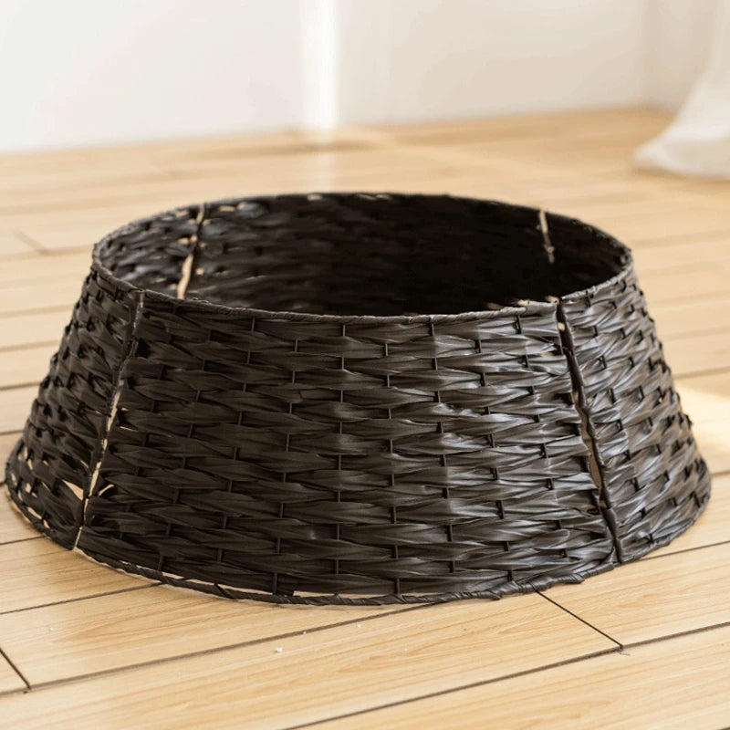 Christmas Tree Skirt Retro Round Basket Xmas Trees Foot Decor Collar for Home Festival Party Background Decoration Gift Supplie
