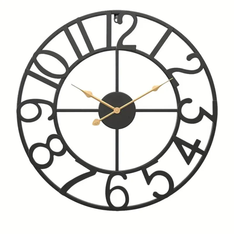 Retro Metal Wall Clock Creative Iron Art Decoration Digital Living Room Watch Home Decoration Wall Hanging Art Large Wall Clock