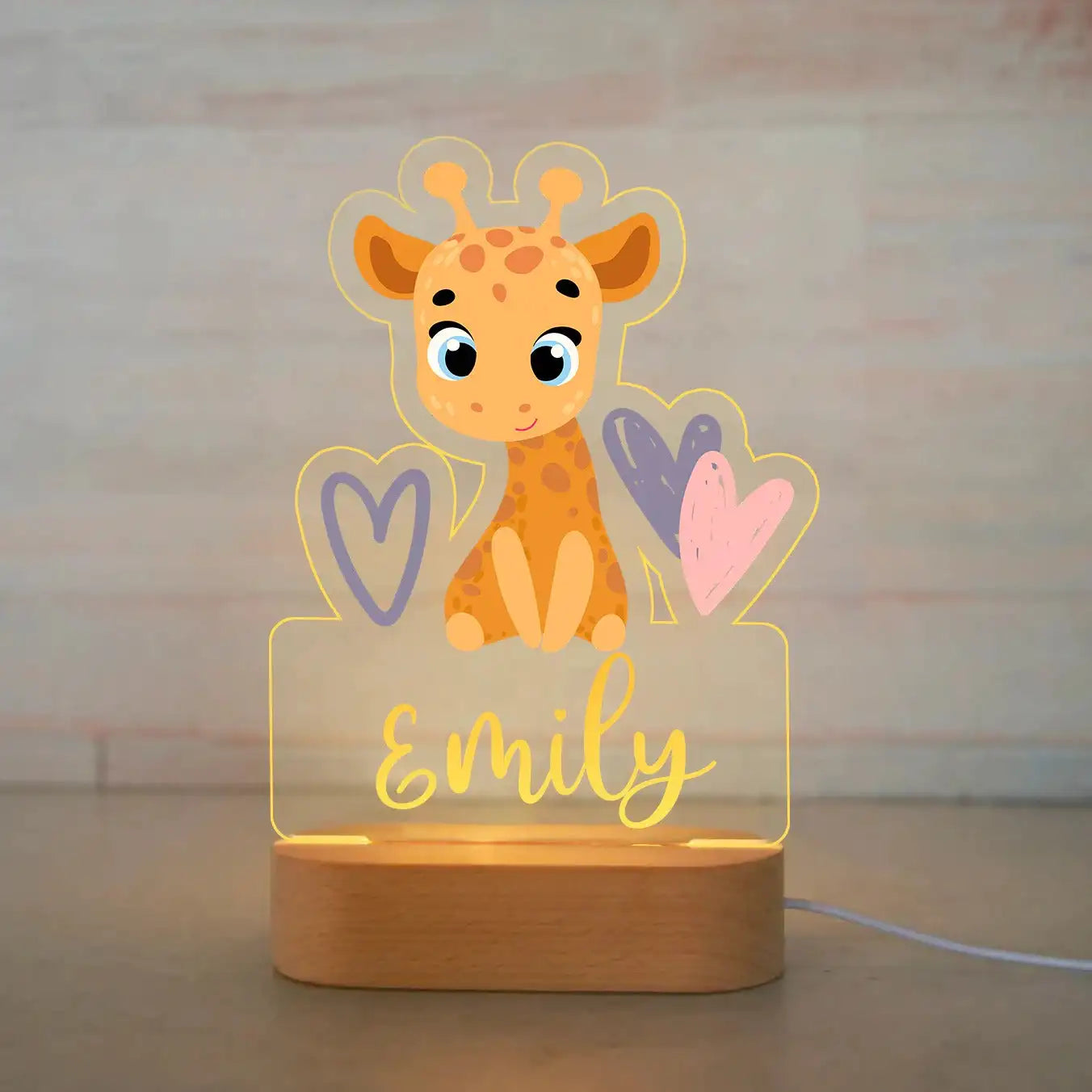 Personalized Children’s Animal Night Light - Custom Name Acrylic Lamp for Baby Kids Bedroom, Home Decoration & Birthday Gift