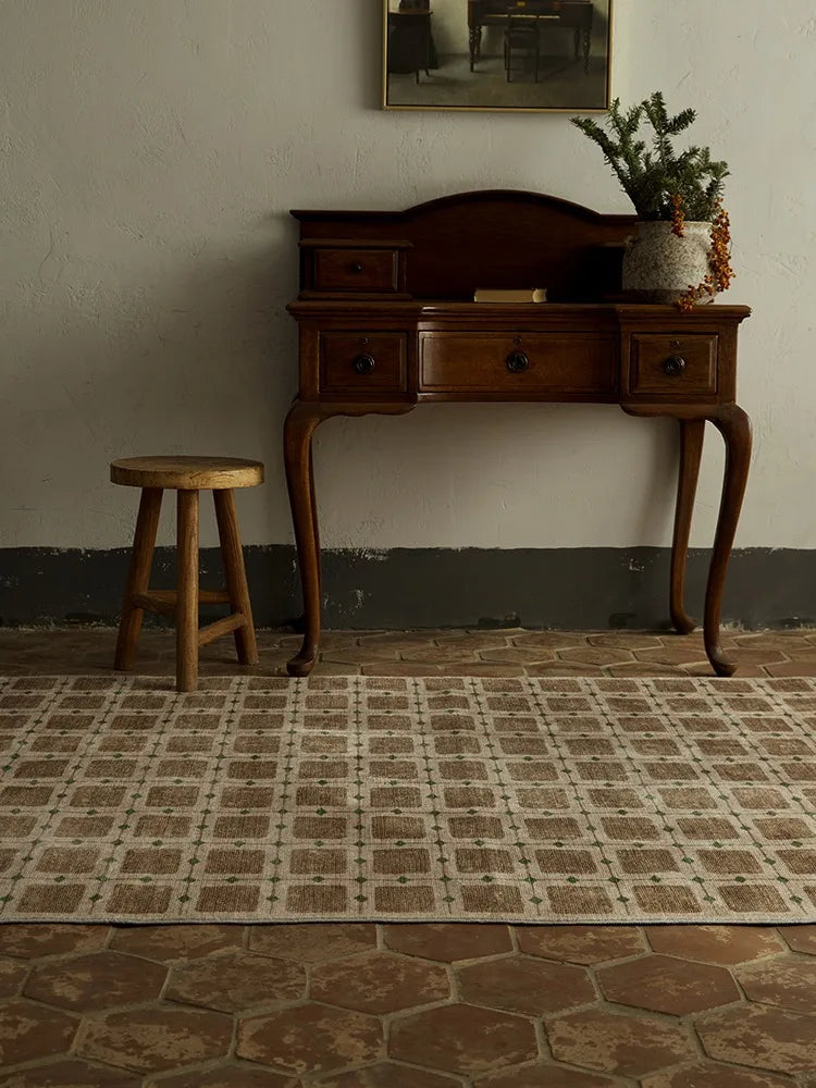 Geometric Brown Lattice Carpets Vintage Creative Living Room Carpet  Soft Non Slip Bedroom Rug Coffee Table Rugs Alfombra Ковер