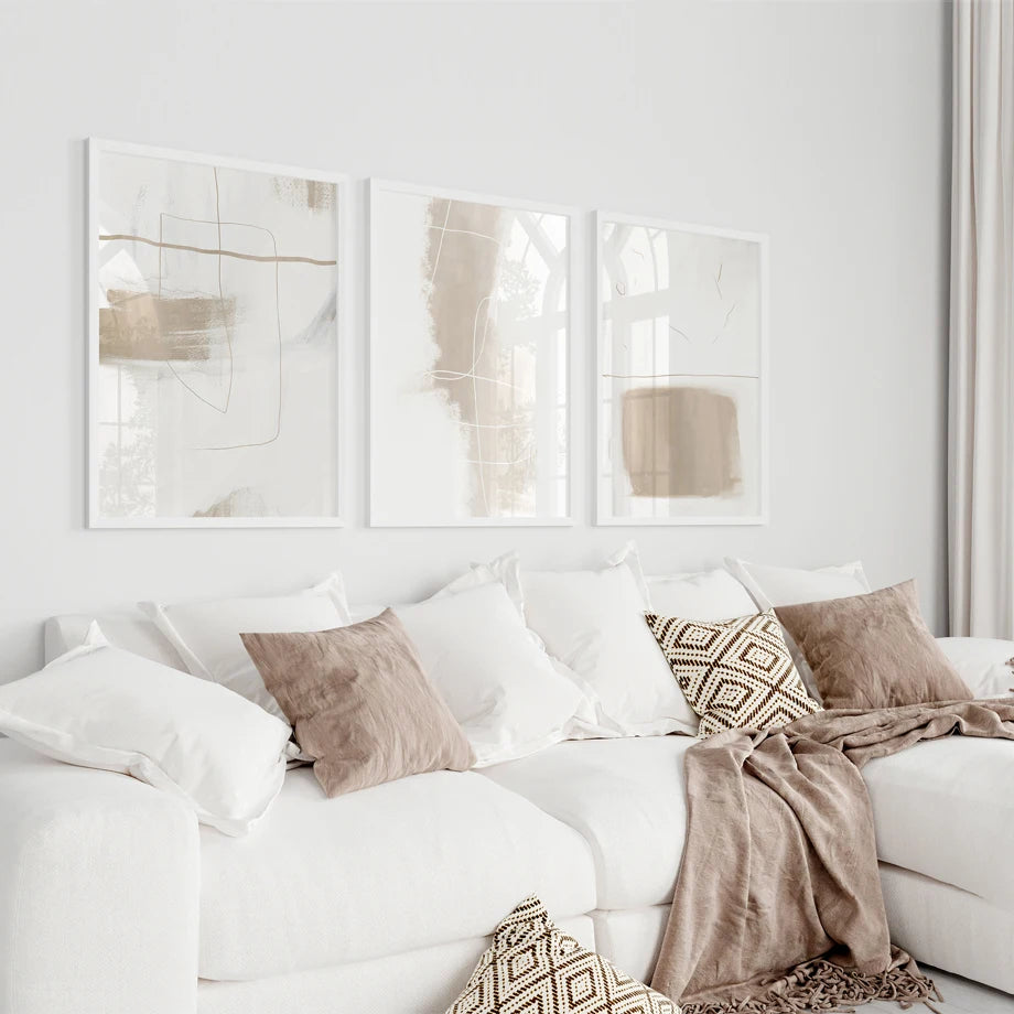 Boho Beige Abstract Geometric Wall Art – Canvas Painting, Modern Gallery Nordic Poster, Print for Interior Home Decoration