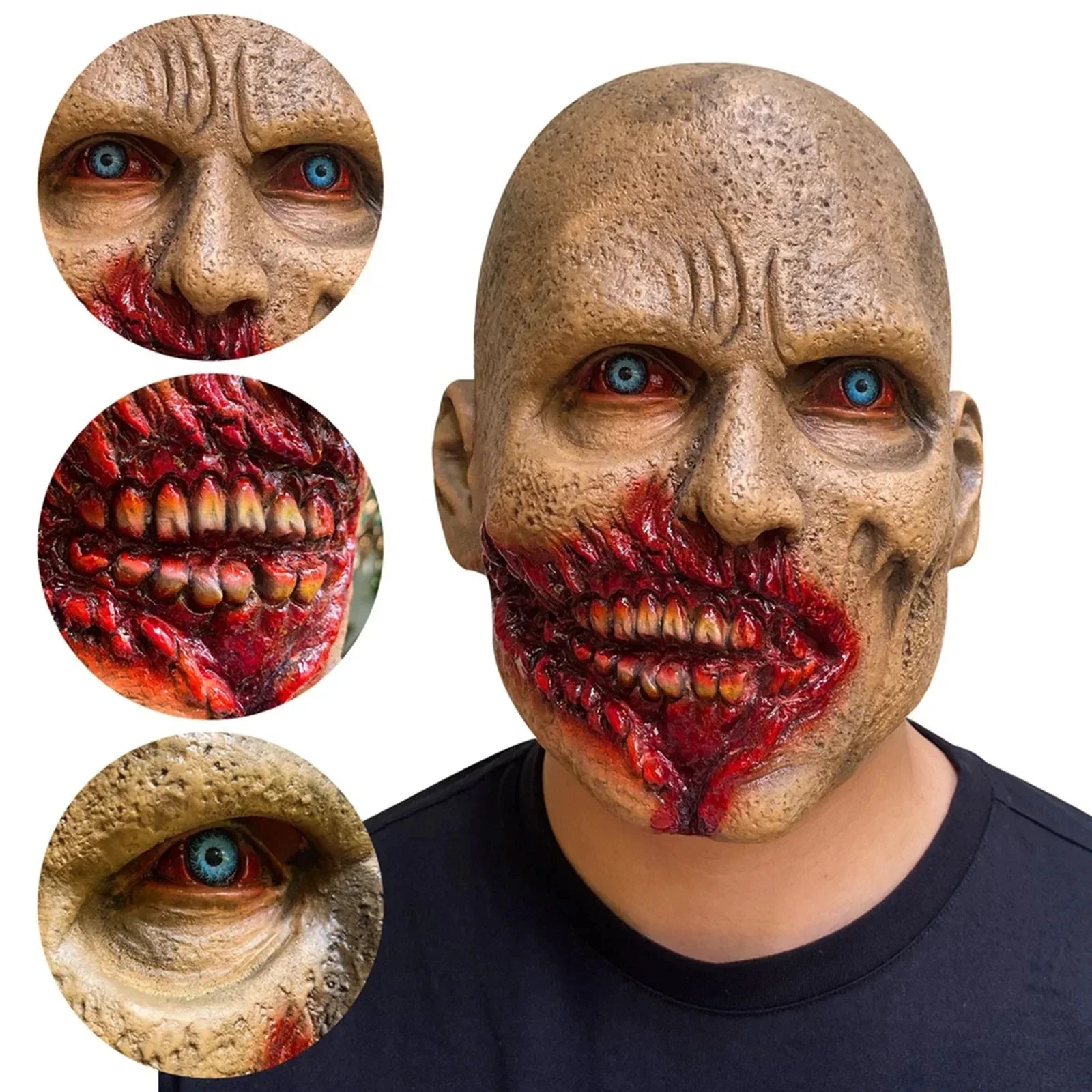 1PC Cos Scary Zombie Ghoul Mask Horror Zombie Full Head Helmet Latex Full Face Masks Halloween Costumes Party Props