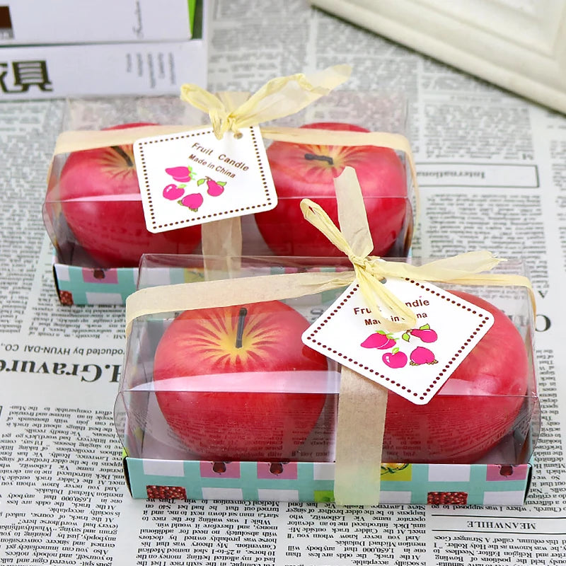 Christmas Gift Simulation Fruit Aroma Candle Apple Smokeless Handmade Candle Christmas Eve Party Decoration Candles Red Apple