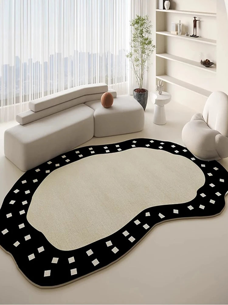 French Romantic Luxury Carpet Irregular Art Large Size Living Room Carpets Easy Clean Washable Party Rugs Easy Care Bedroom Rug