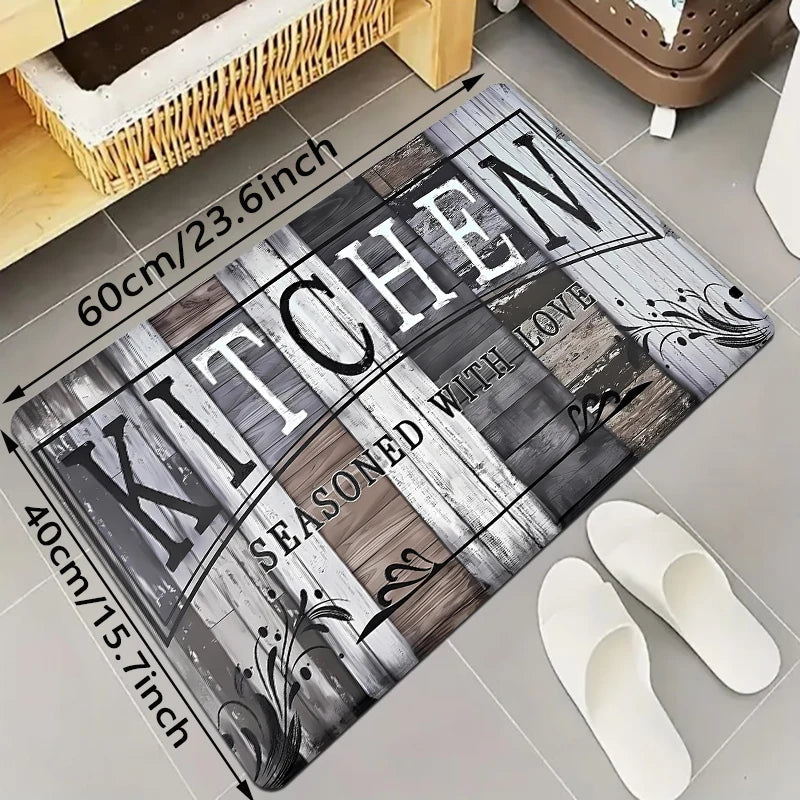 Retro Kitchen Carpet Floor Small Rug Home Decorative Mat Flannel Aniti-slip Doormat 4 Sizes 40x60cm 50x80cm 45x120cm 60x180cm