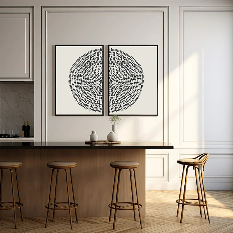 Neutral Geometric Circle Abstract Boho Line Art Poster Prints Canvas Painting Minimalist Wall Picture for Living Room Home Decor