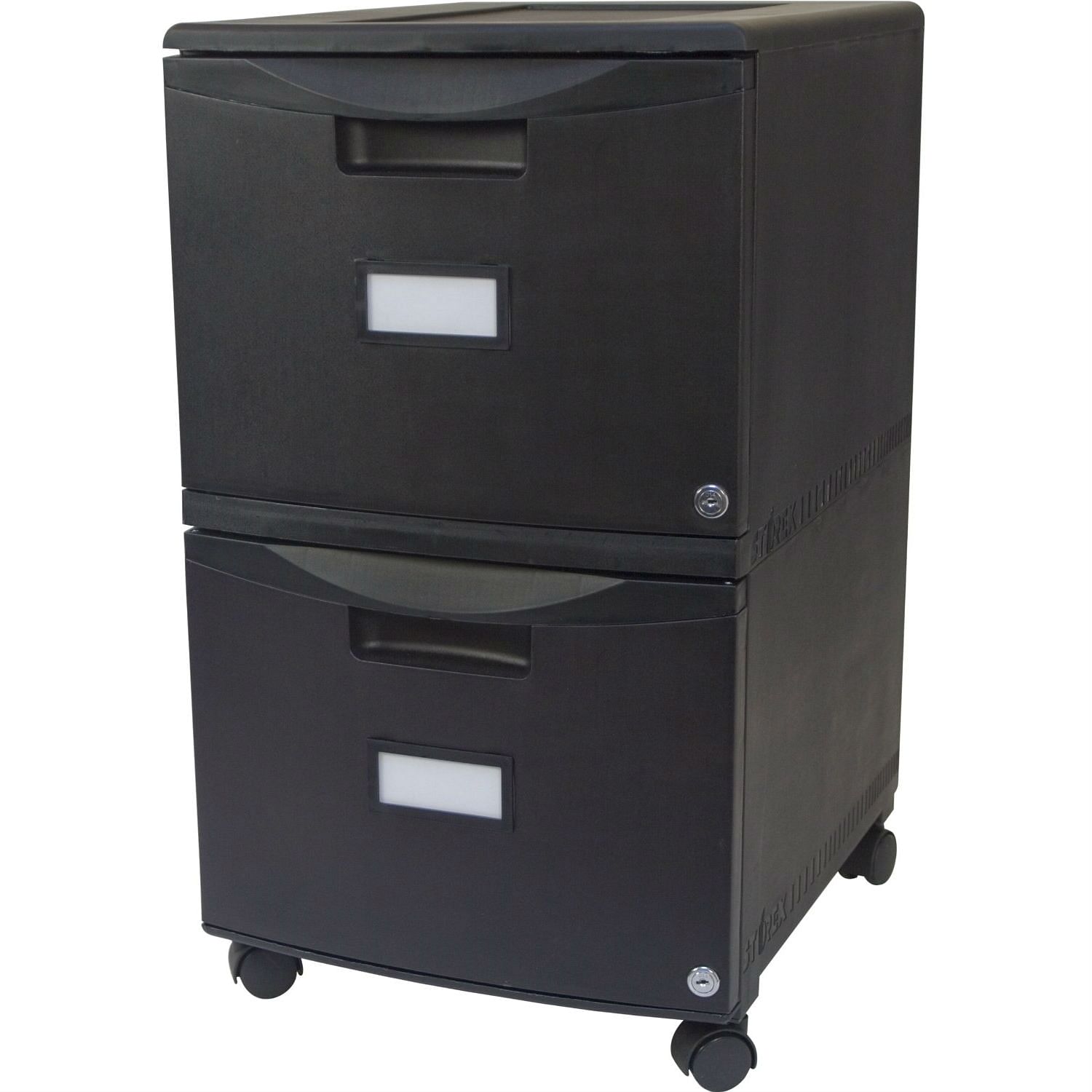Black 2-Drawer Locking Letter/Legal size File Cabinet with Casters/Wheels - Free Shipping
