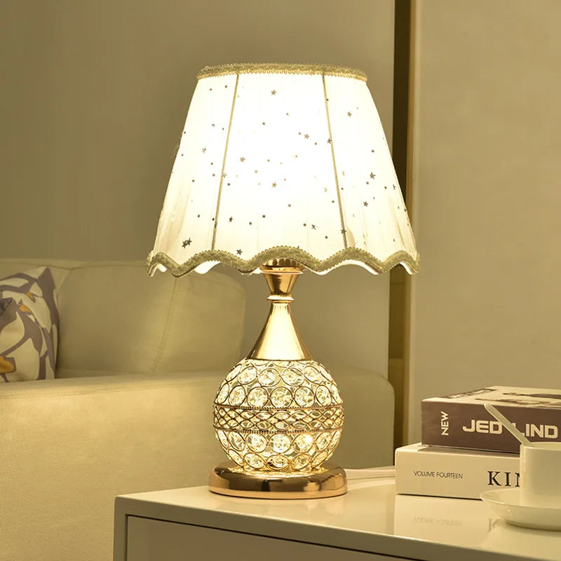 Crystal Table Lamp Desk Light – European Bedroom Home, Warm Marriage Light, Luxury Romantic Bedside Lamp, Household Decorative Lamp