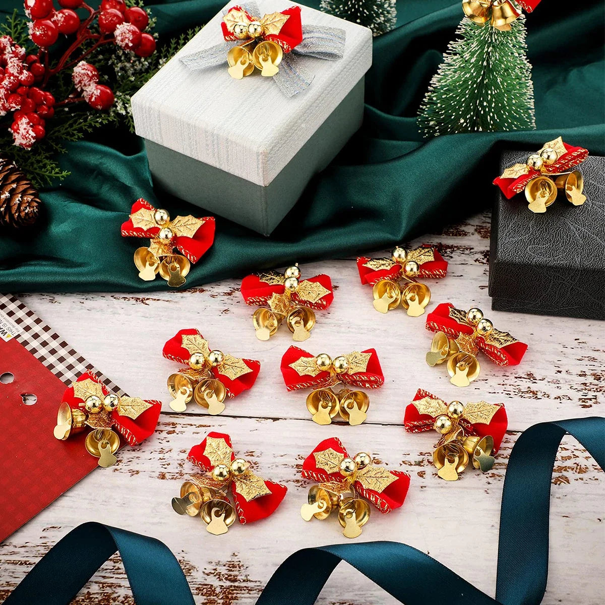 Bow Tie Hangings Christmas Bells Bow Christmas Tree Garland Decoration Accessories Christmas Decoration Wedding Party Decoration