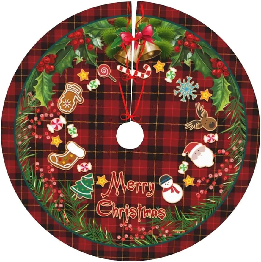 Merry Christmas Christmas Tree Skirt 36" Holiday Party Decorations Gift Winter Snowman Santa Claus Elk Tree Skirt