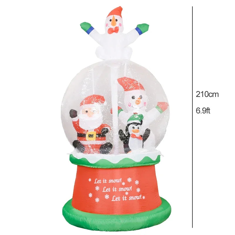 Inflatable Snowball Christmas Decoration for Home Garden Santa Snow Globe Led Light Inflatable Toys New Year Party Outdoor Decor