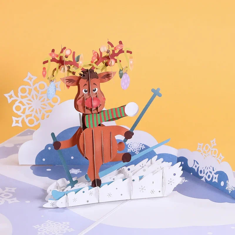 New Original 3D Pop UP Santa Cards Marry Christmas Greeting Card Party Invitations Gifts New Year Gift Card Anniversary Postcard