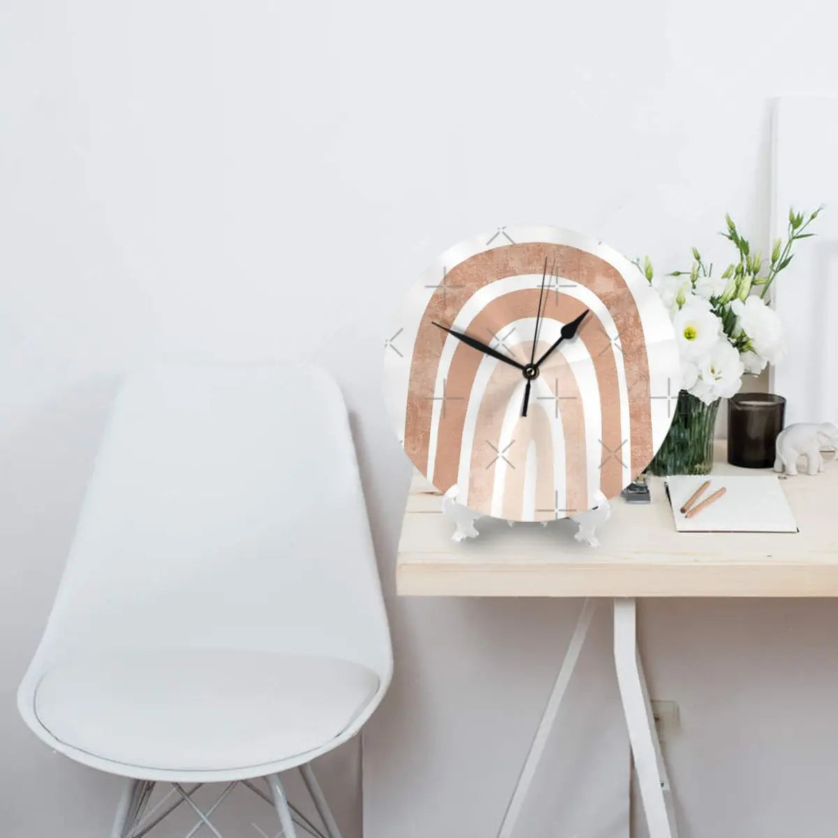 Neutral Boho Rainbow Wall Clock Room Decoration Clock Must-have Ornament Round