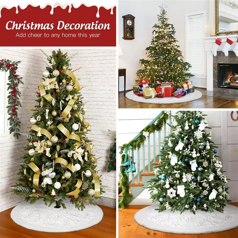 1pc Xmas Party White Home Plush Christmas Tree Ornament Tree Skirt Christmas Tree Decoration Christmas Tree Mat for Under Tree