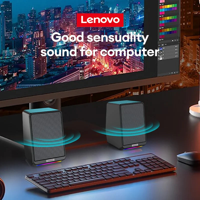 Choice Original Lenovo TS38 Wired Desktop Speakers – 3.5mm USB Sound Bar, Loudspeakers, Music Stereo Surround for Computer