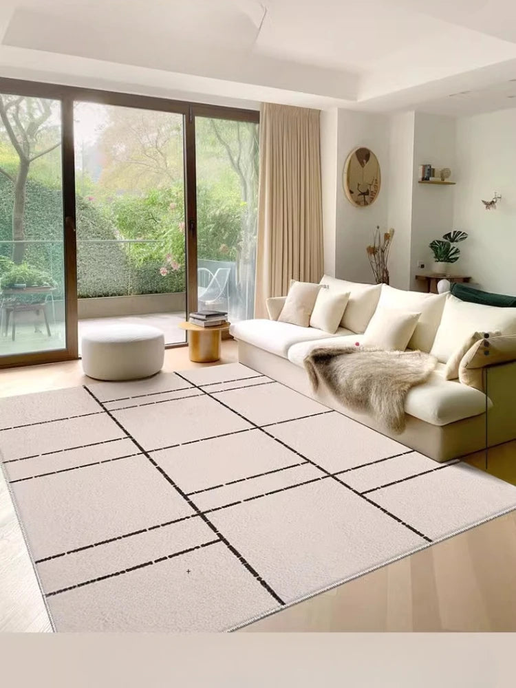 White Black Striped Carpet Minimalist Luxury Living Room Carpets Modern Art Home Decoration Rug Comfortable Soft Bedroom Rugs