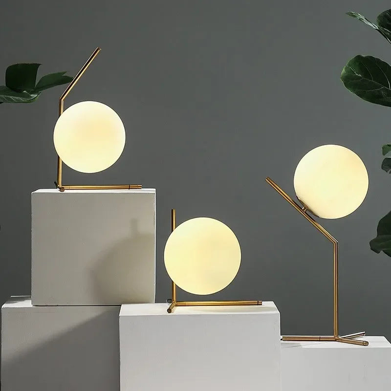 Scandinavian Bedroom Bedside Glass Table Lamp – Simple Modern Study Reading Lamp, Lustrous Hotel Room Creative Decorative Table Lamps